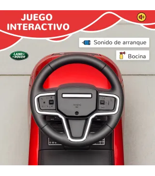 Coche Correpasillos con Licencia de Land Rover para Niños 18-36 Meses con Almacenaje Bocina Sonidos de Motor Rojo