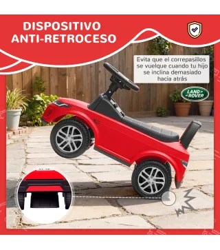 Coche Correpasillos con Licencia de Land Rover para Niños 18-36 Meses con Almacenaje Bocina Sonidos de Motor Rojo