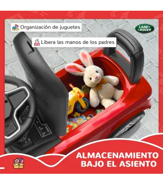 Coche Correpasillos con Licencia de Land Rover para Niños 18-36 Meses con Almacenaje Bocina Sonidos de Motor Rojo