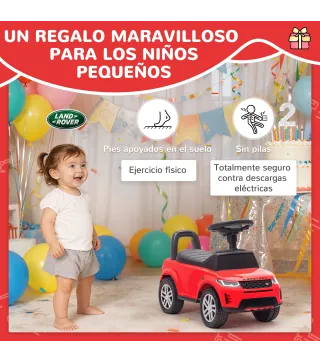 Coche Correpasillos con Licencia de Land Rover para Niños 18-36 Meses con Almacenaje Bocina Sonidos de Motor Rojo