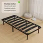 Estructura de Cama 90x190 cm con Marco de Acero Láminas de Álamo y Espacio de Almacenamiento Carga 350 kg Negro