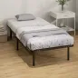 Estructura de Cama 90x190 cm con Marco de Acero Láminas de Álamo y Espacio de Almacenamiento Carga 350 kg Negro