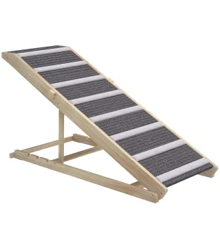 Rampa para Perros Plegable y Altura Ajustable 41-60 cm Rampa para Mascotas de Madera con Alfombrilla Antideslizante