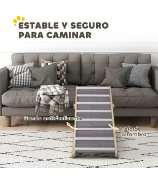 Rampa para Perros Plegable y Altura Ajustable 41-60 cm Rampa para Mascotas de Madera con Alfombrilla Antideslizante
