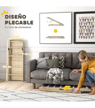 Rampa para Perros Plegable y Altura Ajustable 41-60 cm Rampa para Mascotas de Madera con Alfombrilla Antideslizante