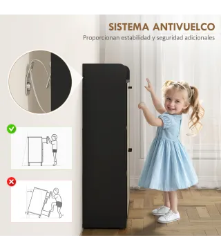 Zapatero Estrecho con 2 Puertas 3 Estantes Laterales y Estantes Ajustables para 15 Pares de Zapatos Natural y Negro