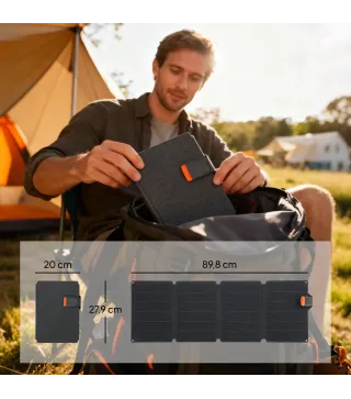 Cargador Solar Plegable 36W Panel Solar Portátil con Puertos USB-A y Tipo-C IP67 Superficie de ETFE para Teléfonos