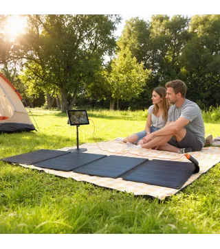 Cargador Solar Plegable 36W Panel Solar Portátil con Puertos USB-A y Tipo-C IP67 Superficie de ETFE para Teléfonos