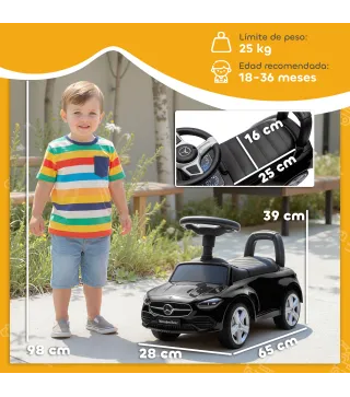 Correpasillos para Niños de 18-36 Meses Mercedes-Benz Clase C con Bocina Sonidos de Motor y Espacio de Almacenaje Negro