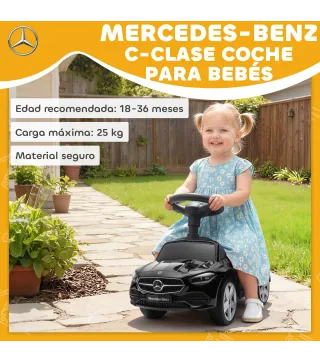 Correpasillos para Niños de 18-36 Meses Mercedes-Benz Clase C con Bocina Sonidos de Motor y Espacio de Almacenaje Negro