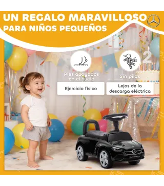 Correpasillos para Niños de 18-36 Meses Mercedes-Benz Clase C con Bocina Sonidos de Motor y Espacio de Almacenaje Negro