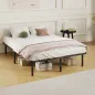 Estructura de Cama 140x190 cm con Marco de Acero Láminas de Álamo y Espacio de Almacenamiento Carga 500 kg Negro