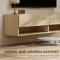 Mueble de TV Suspendido 2 Cajones Abatibles 2 Estantes Abiertos para Televisión 60 Pulgadas 140x32x31 cm Madera Natural