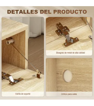 Mueble de TV Suspendido 2 Cajones Abatibles 2 Estantes Abiertos para Televisión 60 Pulgadas 140x32x31 cm Madera Natural