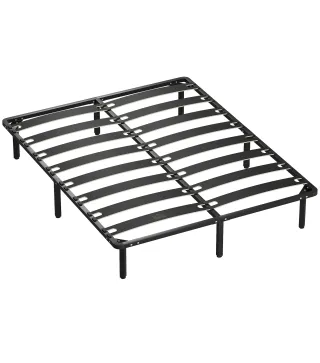 Estructura de Cama 160x200 cm con Marco de Acero Láminas de Álamo y Espacio de Almacenamiento Carga 500 kg Negro