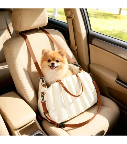 Asiento de Coche para Perros Pequeños de hasta 5 kg con Cinturón de Seguridad Base Antideslizante y Funda Extraíble