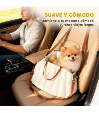 Asiento de Coche para Perros Pequeños de hasta 5 kg con Cinturón de Seguridad Base Antideslizante y Funda Extraíble