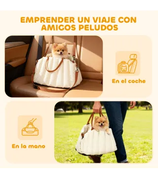 Asiento de Coche para Perros Pequeños de hasta 5 kg con Cinturón de Seguridad Base Antideslizante y Funda Extraíble