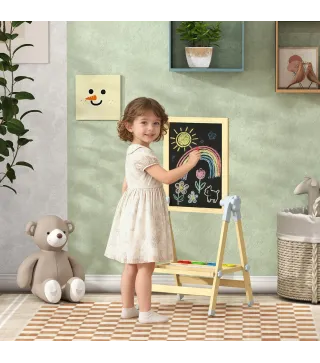 Pizarra Infantil Caballete Altura 70-97 cm y Ángulo Ajustable Pizarra Blanca Magnética con Rollo de Papel y Bandeja