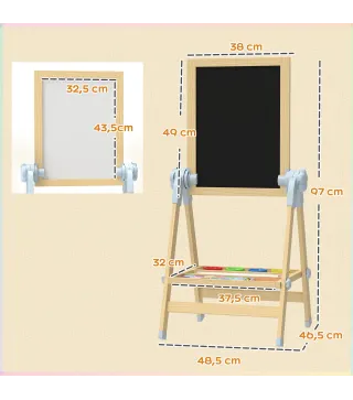 Pizarra Infantil Caballete Altura 70-97 cm y Ángulo Ajustable Pizarra Blanca Magnética con Rollo de Papel y Bandeja