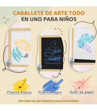 Pizarra Infantil Caballete Altura 70-97 cm y Ángulo Ajustable Pizarra Blanca Magnética con Rollo de Papel y Bandeja