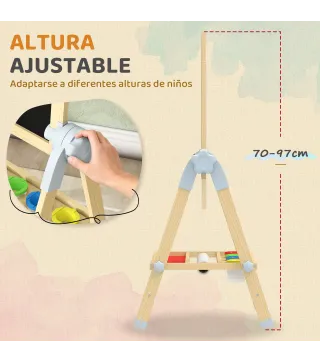 Pizarra Infantil Caballete Altura 70-97 cm y Ángulo Ajustable Pizarra Blanca Magnética con Rollo de Papel y Bandeja