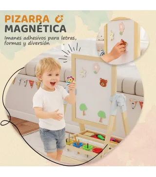 Pizarra Infantil Caballete Altura 70-97 cm y Ángulo Ajustable Pizarra Blanca Magnética con Rollo de Papel y Bandeja