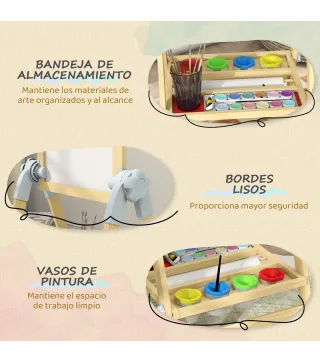 Pizarra Infantil Caballete Altura 70-97 cm y Ángulo Ajustable Pizarra Blanca Magnética con Rollo de Papel y Bandeja