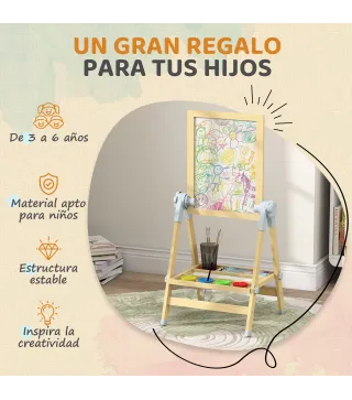 Pizarra Infantil Caballete Altura 70-97 cm y Ángulo Ajustable Pizarra Blanca Magnética con Rollo de Papel y Bandeja