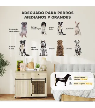 Jaula para Perros Medianos y Grandes Mesa Auxiliar Moderna con 2 Cajones 2 Puertas y Cierre 100x56x81 cm Roble