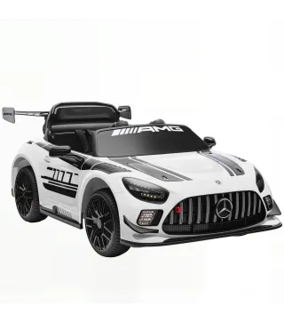 Coche Eléctrico para Niños Mercedes-AMG GT3 Evo con Mando a Distancia Motor Doble Ruedas Auxiliares Asa Música Blanco