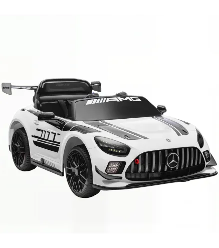 Coche Eléctrico para Niños Mercedes-AMG GT3 Evo con Mando a Distancia Motor Doble Ruedas Auxiliares Asa Música Blanco