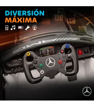 Coche Eléctrico para Niños Mercedes-AMG GT3 Evo con Mando a Distancia Motor Doble Ruedas Auxiliares Asa Música Blanco