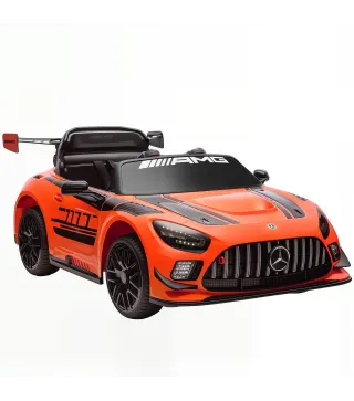 Coche Eléctrico para Niños Mercedes-AMG GT3 Evo con Mando a Distancia Motor Doble Ruedas Auxiliares Asa Música Naranja