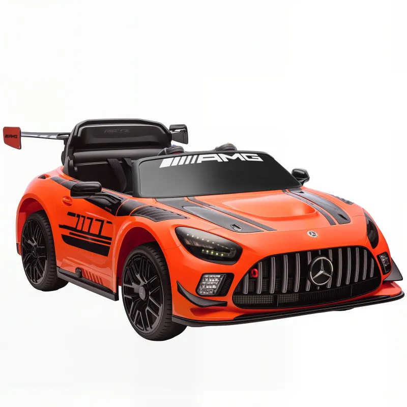 Coche Eléctrico para Niños Mercedes-AMG GT3 Evo con Mando a Distancia Motor Doble Ruedas Auxiliares Asa Música Naranja
