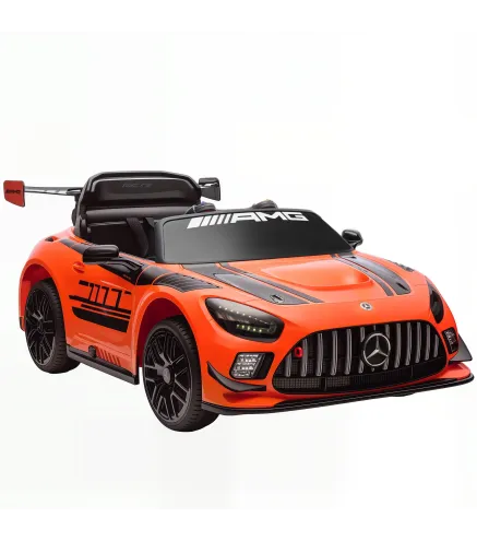 Coche Eléctrico para Niños Mercedes-AMG GT3 Evo con Mando a Distancia Motor Doble Ruedas Auxiliares Asa Música Naranja