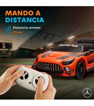 Coche Eléctrico para Niños Mercedes-AMG GT3 Evo con Mando a Distancia Motor Doble Ruedas Auxiliares Asa Música Naranja
