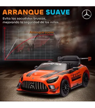 Coche Eléctrico para Niños Mercedes-AMG GT3 Evo con Mando a Distancia Motor Doble Ruedas Auxiliares Asa Música Naranja
