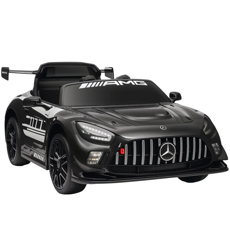 Coche Eléctrico para Niños Mercedes-AMG GT3 Evo con Mando a Distancia Motor Doble Ruedas Auxiliares Asa Música Negro