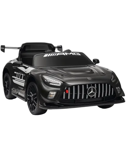 Coche Eléctrico para Niños Mercedes-AMG GT3 Evo con Mando a Distancia Motor Doble Ruedas Auxiliares Asa Música Negro