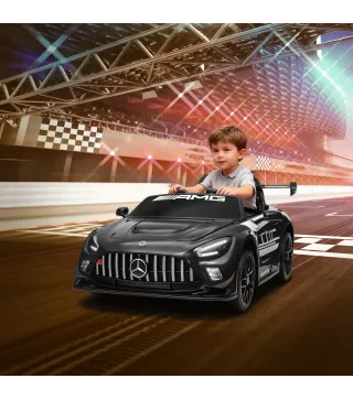 Coche Eléctrico para Niños Mercedes-AMG GT3 Evo con Mando a Distancia Motor Doble Ruedas Auxiliares Asa Música Negro