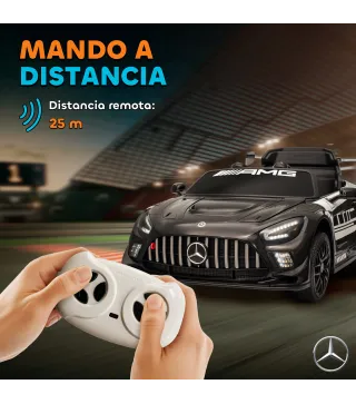 Coche Eléctrico para Niños Mercedes-AMG GT3 Evo con Mando a Distancia Motor Doble Ruedas Auxiliares Asa Música Negro
