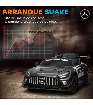 Coche Eléctrico para Niños Mercedes-AMG GT3 Evo con Mando a Distancia Motor Doble Ruedas Auxiliares Asa Música Negro