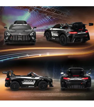 Coche Eléctrico para Niños Mercedes-AMG GT3 Evo con Mando a Distancia Motor Doble Ruedas Auxiliares Asa Música Negro