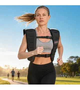 Chaleco Lastrado 5 kg Transpirable con Correas Ajustables y Bandas Reflectantes para Entrenamiento Fuerza Jogging Negro