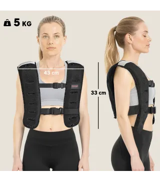 Chaleco Lastrado 5 kg Transpirable con Correas Ajustables y Bandas Reflectantes para Entrenamiento Fuerza Jogging Negro