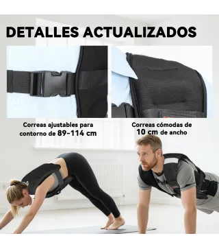 Chaleco Lastrado 5 kg Transpirable con Correas Ajustables y Bandas Reflectantes para Entrenamiento Fuerza Jogging Negro