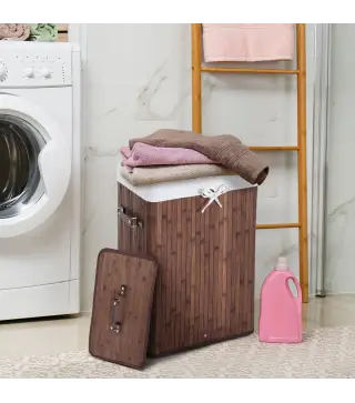 Cesto para la Ropa Sucia Plegable con Tapa Cubo para la Colada Rectangular con Asas 40x30x60 cm Marrón