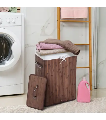 Cesto para la Ropa Sucia Plegable con Tapa Cubo para la Colada Rectangular con Asas 40x30x60 cm Marrón