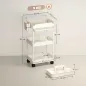 Carrito Auxiliar con Ruedas de 3 Niveles Carrito de Cocina con Cestas Extraíbles y Soporte para Toallas Blanco